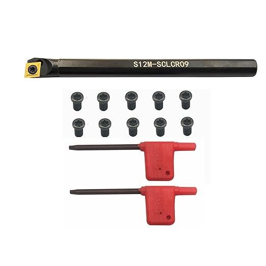 1/2" Indexable Metal Lather Turning Tool Holder Boring Bars with CCMT09T304/CCMT32.51 Carbide Turning Inserts,CCMT Insert Mutilayer Coated CNC Lathe Replacement Cutters Inserts