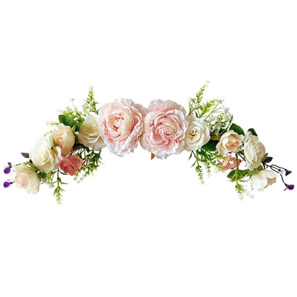 ZHDOKA 19.6in Wedding Arch Flowers, Artificial Hydrangea Peony Swag Silk Rose Flower Swag Reception Entrance Welcome Sign for Wedding Ceremony Reception Backdrop Decoration(Pink)