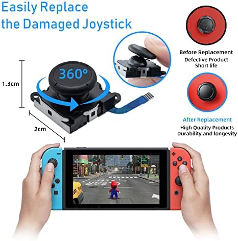 Mcbazel Joycon Joystick Replacement for Nintendo Switch, Switch OLED, Switch Lite(NOT for Switch 2) - 3D Replacement Joystick Analog Thumb Stick with +&Y-Screwdriver, Pry Tool, Tweezer Kit - 2