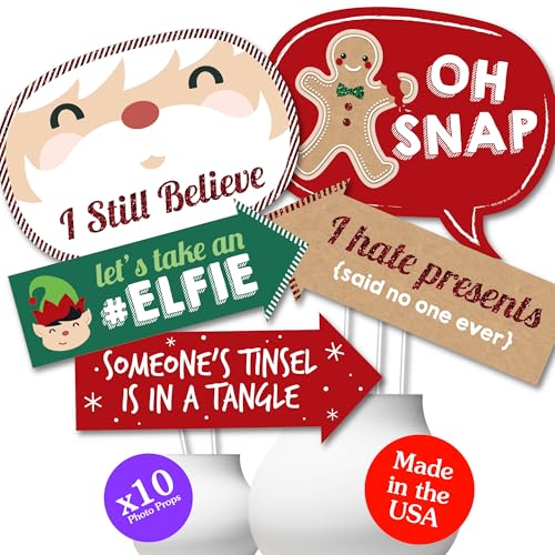 Big Dot of Happiness Funny Christmas Photo Booth Props, Christmas Party Decorations, Holiday Photo Booth Prop Kits, 10 Piece