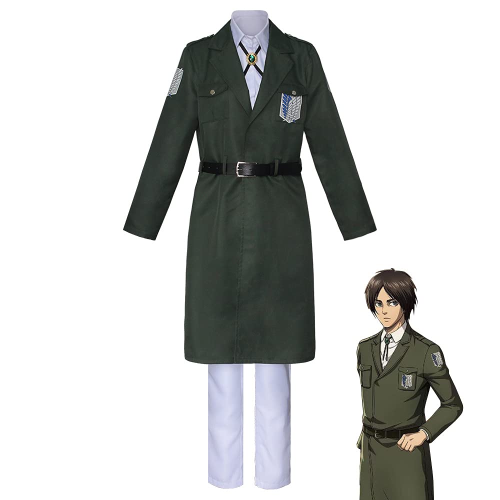 Attack on Titan Cosplay Season 4 Army Long Trench Coat Shirt Pants Uniform Green Coat Investigation 