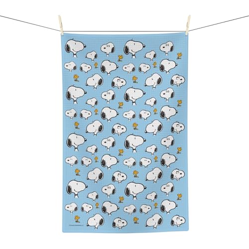 Image of Flagology, Peanuts Snoopy Heads Pattern Kitchen Tea Towel 16 inch x 25 inch, Cute Kitchen Decor, Licensed Peanuts, Hand Towel