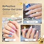 Beetles Nail Art Gel Liner Polish 12 Colors Reflective Glitter Gel Nail Polish, Gold Silver Pink Blue Purple Brown Black Kit Soak Off Uv Nail Art Design Set Summer Manicure Gifts for Women - Image 3