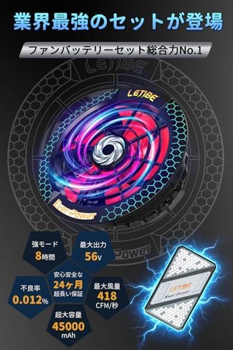 Amazon.co.jp: [Ever-Power] 45000mAh 56V 空調作業服 ファン