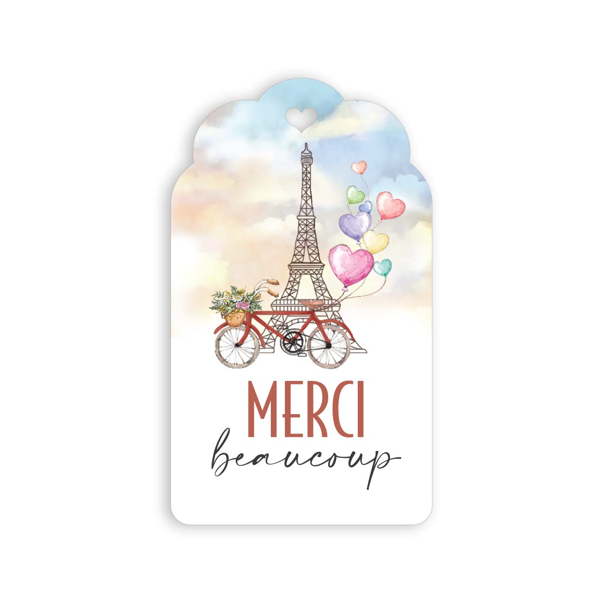 Summer-Ray Merci Beaucu 50 White Wedding Favour Tags France Paris Thank You Gift Tags