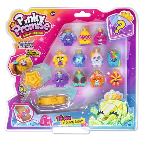 Pinky Promise Gemmy Friends Pretend Play Pack with 12 Surprise Characters Create Your Own Princess Jewelry Toy 80 Different Gems to Collect and Wear Gift for Kids and Girls Ages 4 5 6 or 7