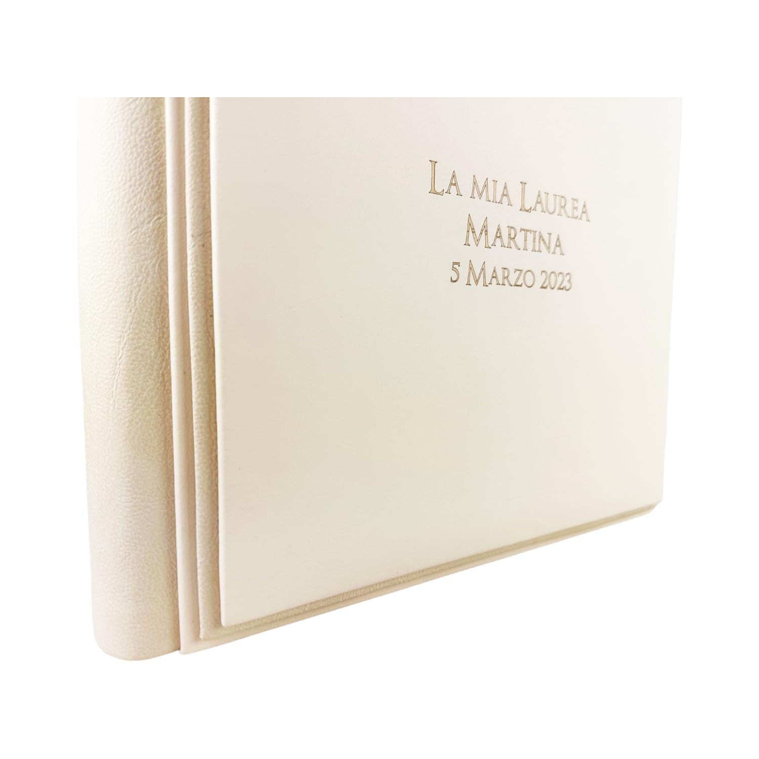 Fotoalbum - Eclissi Soft - handgefertigte Herstellung aus Kunstleder, personalisierbar mit Gravur. Ideal für Hochzeiten, Jubiläen und alle Veranstaltungen (Creme/Beige)