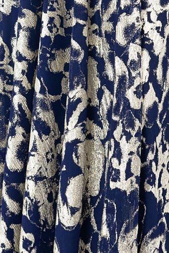 Image of Betsy & Adam Floor Length Metallic Foil V Neck Gown with Long Mesh Sleeves