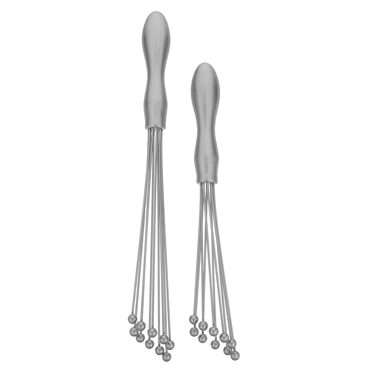 Batidor manual de acero inoxidable en pack de 2 piezas con mango ergonomico para cocina