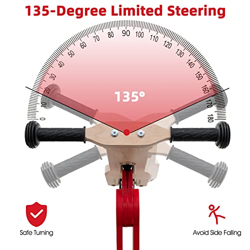 LIFEZEAL 2 in 1 Kinder Laufrad, Lauflernrad aus Holz, Kinderroller mit 2 rutschfesten Rädern & Tragegriff, Kinderrad Rutschrad ab 3 Jahre, Tragfähigkeit von 50 kg, Rot – Bild 6
