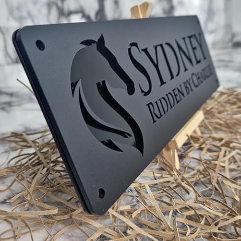 Personalised Matt Black Horse Stable Sign Cover