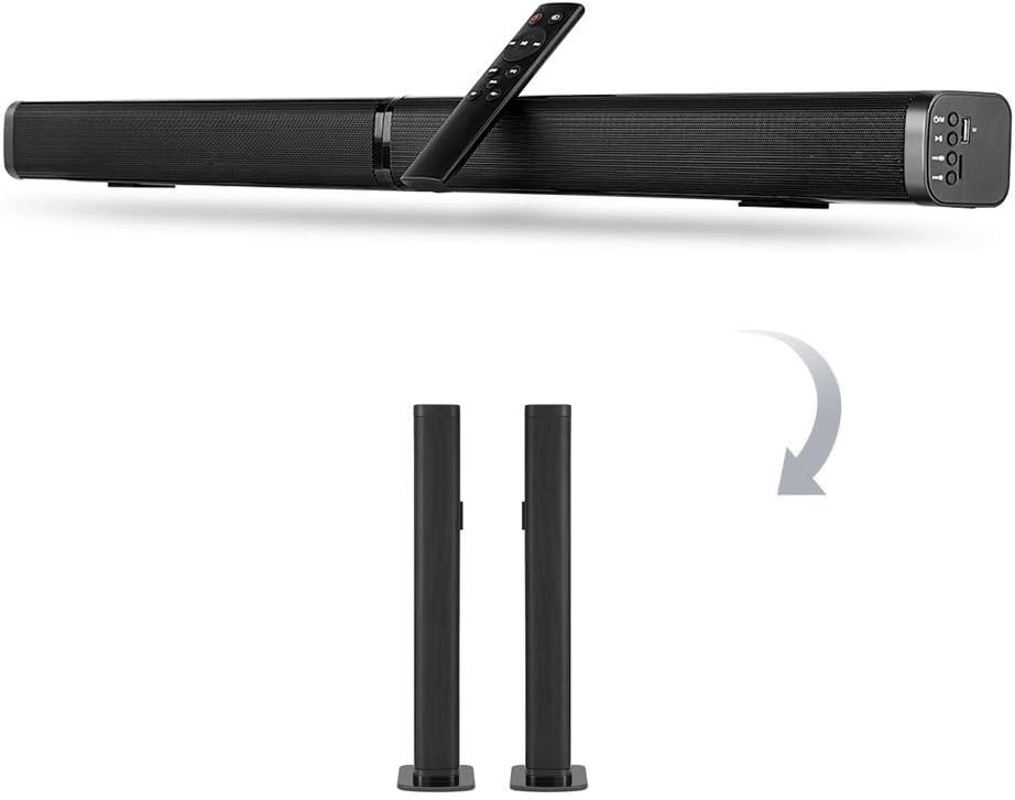 40W Detachable Soundbar for TV,37 Inches Bluetooth TV Sound Bar Speaker Build in subwoofer 3D Surround Sound Home Theater Tower TV Speaker with Remote