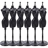 HOMSFOU Doll Cloth Form 6Pcs Doll Dress Form Mini Mannequin Model Cloth Gown Clothing Demountable Display Stand for Dollhouse Display Holder Black Doll Dress Stand