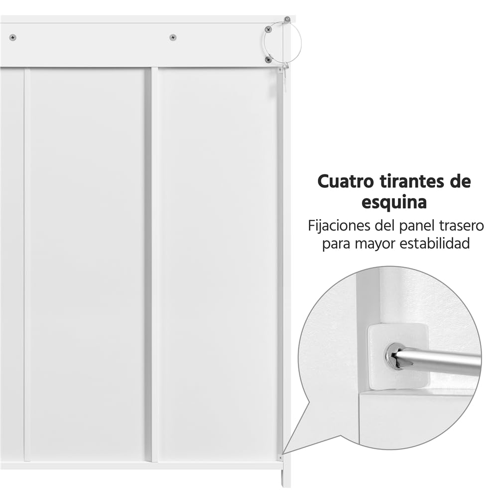 Yaheetech Mueble Almacenamiento de Baño Auxiliar Madera Blanco 81×30×81,5cm | Armario con Cajones y Estantes Ajustables Armario de Baño para Sala de Estar MDF