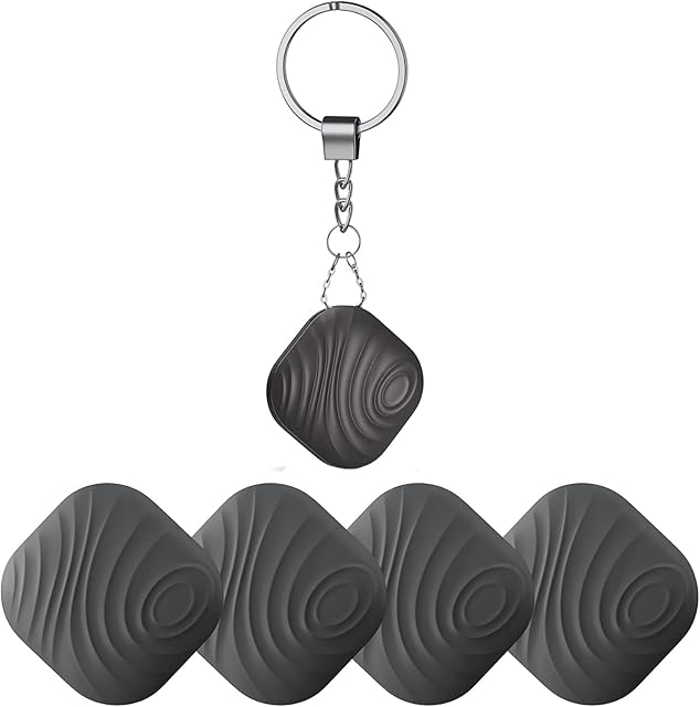 Nutale Findthing Key Finder 4PCS Coffee - Bluetooth Smart Key Tracker Tag Locator with Key Chain for Find Keys Device or Car Key - Batteries Include - IPX5 Waterproof