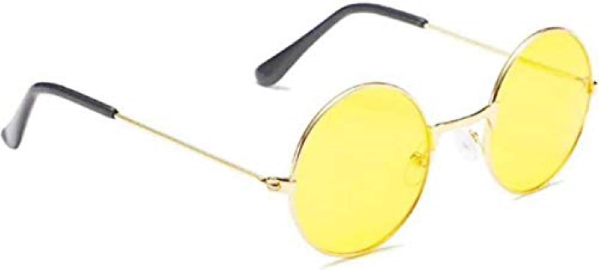 spadeaces Round Retro Style Unisex Sunglasses, Metal Frame, Yellow Tinted Lenses, Classic Fashion Eyewear for Men and Women-picture-22