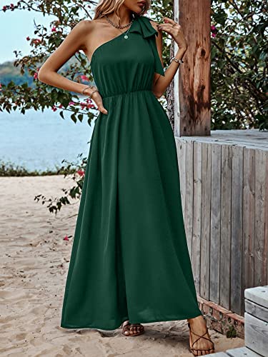IFFEI Summer Dresses for Women 2025 Boho One Shoulder Maxi Dress Casual Sleeveless Flowy Split Beach Long Dress4