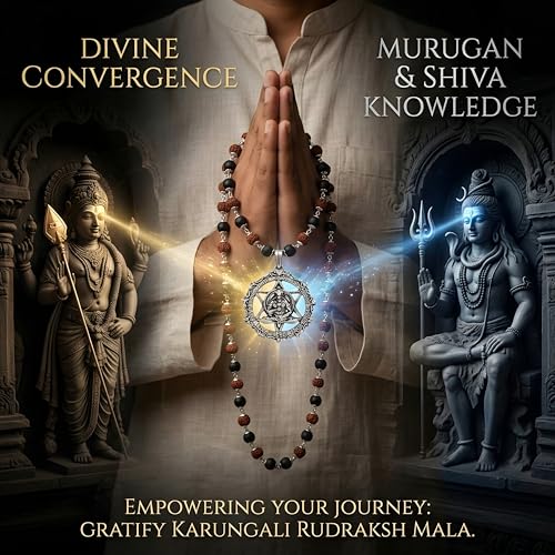 Image of Gratify Rudraksha Karungali Mala with Hanuman Pendant (8mm, 54 Beads) | Natural Ebony Wood & Sacred Rudraksha Spiritual Necklace for Meditation, Protection & Positive Energy | Unisex Prayer Mala