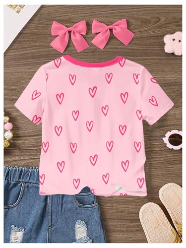 Floerns Girl's Floral Print Short Sleeve T Shirts Kids Crew Neck Tee Tops2