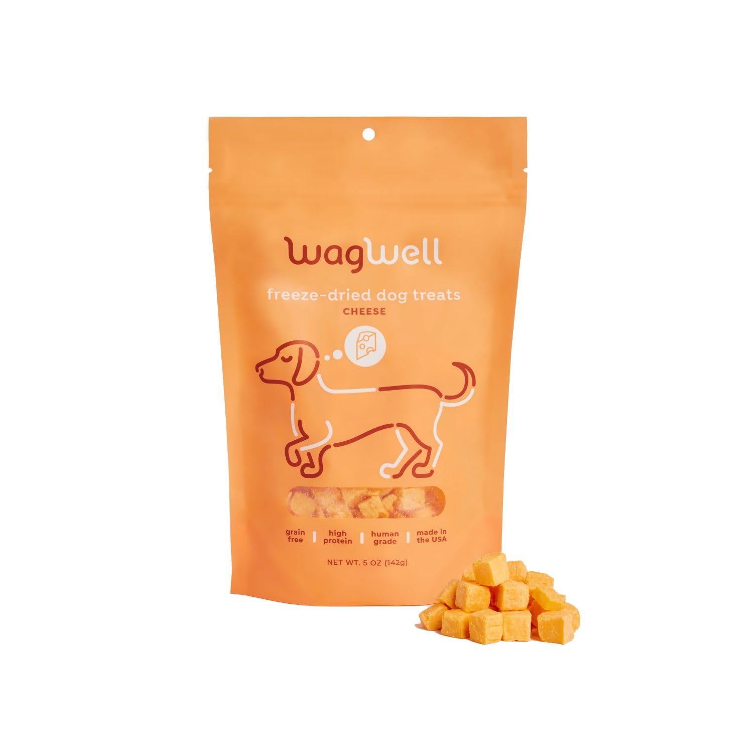 Freeze Dried Dog Treats, Cheese Flavor | Training Treats, Food Topper, Healthy Snack for Dogs | Human Grade, Grain Free, High Protein | All Natural, Made in USA | 5 oz Bag, 1 Pack