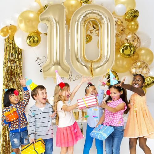 Image of Champagne Gold Large Number 0 Balloon, 40 Inch Light Gold Foil Helium Number Balloons, Giant Mylar Number 0 Balloons for Birthday Party Anniversary Decorations
