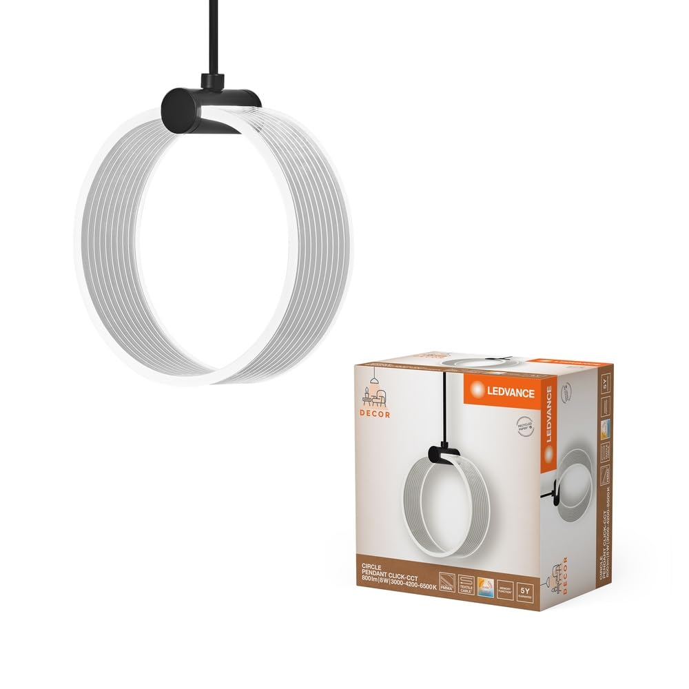 Ledvance Decor Circle Decorative Ceiling Light PL, 8W, 370lm, 3000K/4200K/6500K, Warm White/Cold White/Daylight, Click CCT Switch, Non-Dimmable, IP20, Plastic, Black