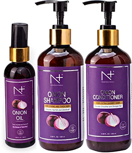 N Plus Professional Onion Anti Hair Fall Spa Range with Onion Hair Oil + Onion Shampoo + Onion Conditioner for Hair Fall Control And Dandruff