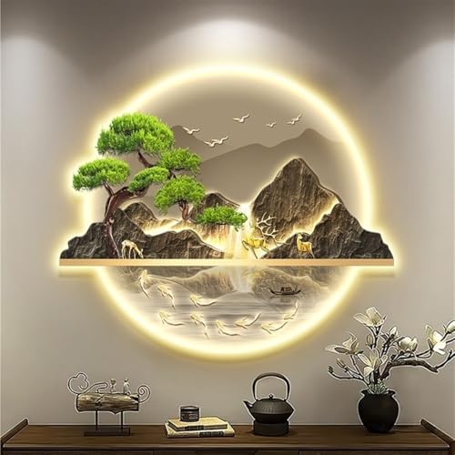 3D Wandkunst Dekor mit LED-Beleuchtung, großes hängendes Gemälde für Wohnzimmer, Schlafzimmer, Küche, Steckernetzteil