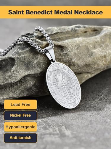 Image of U7 Saint Michael Necklace for Men,Stainless Steel /18K Gold Plated St Michael Archangel /Saint Benedict /Saint Christopher Pendant Amulet Necklace for Men Women