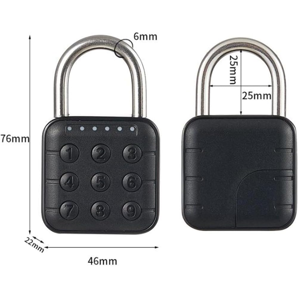 Lucchetto a combinazione con pulsante a pressione, 6 codici password, serratura digitale portatile resettabile, per armadietti, valigie, recinzioni, valigie