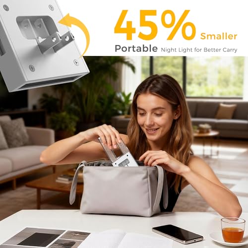 Image of L LOHAS LED Night Light Plug in, 2 Pack Foldable Night Lights Plug into Wall, Portable LED Nightlight with Dusk to Dawn Sensor, Dimmable 0-100LM White Nightlights for Travel, Hotel, Bathroom, Hallway