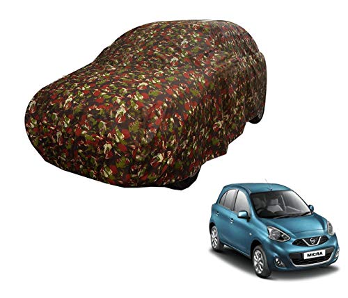 Image of Auto Hub Car Cover Compatible with Micra with Weather Proof, Triple Stitched, Micra Car Cover Jungle Look