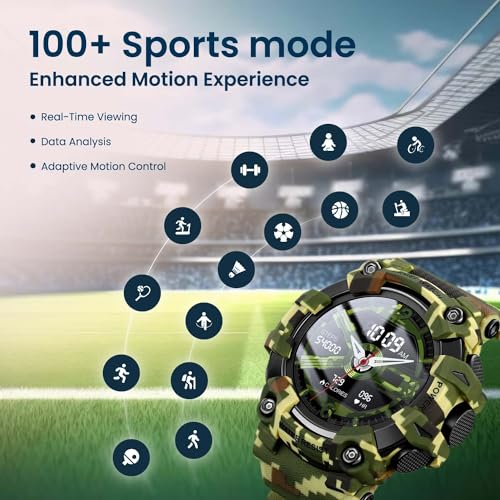Image of SKMEI Fitness Smartwatch Full Touch Screen Dial Bluetooth Call Watch, Zinc Alloy Frame ABS Case Men's Watch, TPU Army Green Color Band, Heart Rate, SpO2, Blood Pressure Detection-S231 (Army Green)