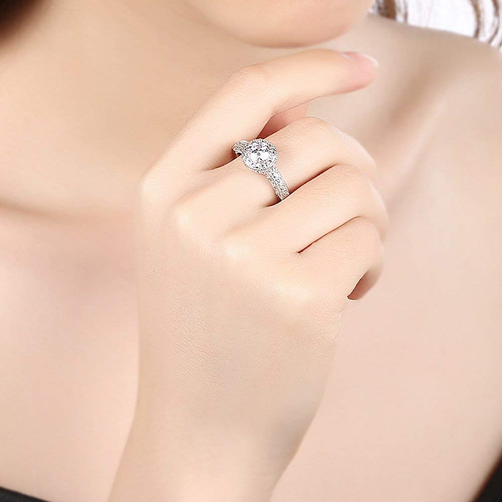A5 Crystal Royal Queen 925 Sterling Silver Plated Ring(Silver)