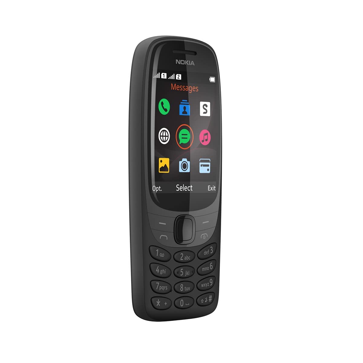 Nokia 6310 with curved 2.8 inch display, numeric keyboard, 8 MB RAM, 16 MB memory (32 GB with microSD cards), 1150 mAh battery, 0.3 Megapixel rear camera, FM radio - black