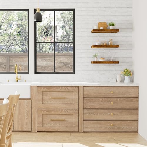 Image of QEEIG 10 inch Deep Floating Shelves for Wall - 10 x 16 inch Book Shelf Bathroom Bedroom Kitchen Living Room Hanging Bookshelf Farmhouse Set of 3, Rustic Brown (025-40BN3)