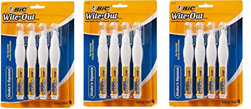 BIC Wite-Out Shake 'n Squeeze Correction Pen, 8 ml, White, 4/Pack (WOSQPP418) (3)