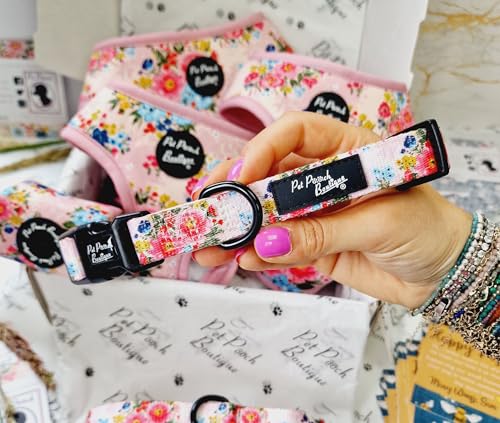 COTTAGE FLORAL DOG COLLAR M, pink, Medium