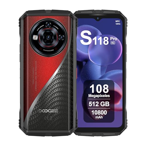 DOOGEE S118 Pro Outdoor Handy 5G Android 14, 24GB + 512GB, 10800mAh Akku, Display 6.6\" FHD+ 120Hz, AI Kamera 100MP, Octa-Core 6nm, Dual SIM, NFC, WiFi6, Outdoor Smartphone Ohne Vertrag, 2025, Rot DOOGEE S118 Pro Outdoor Handy 5G Android 14, 24GB + 512GB, 10800mAh Akku, Display 6.6\" FHD+ 120Hz, AI Kamera 100MP, Octa-Core 6nm, Dual SIM, NFC, WiFi6, Outdoor Smartphone Ohne Vertrag, 2025, Rot