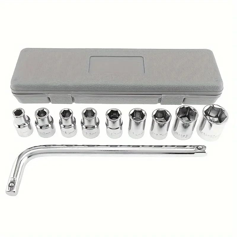 Image of 10pcs Deep Impact Set Universal Socket Metric Drive Hex Long Socket Set Wrench For Air Pneumatic Repair Tools 10-24MM Size (10 in 1)