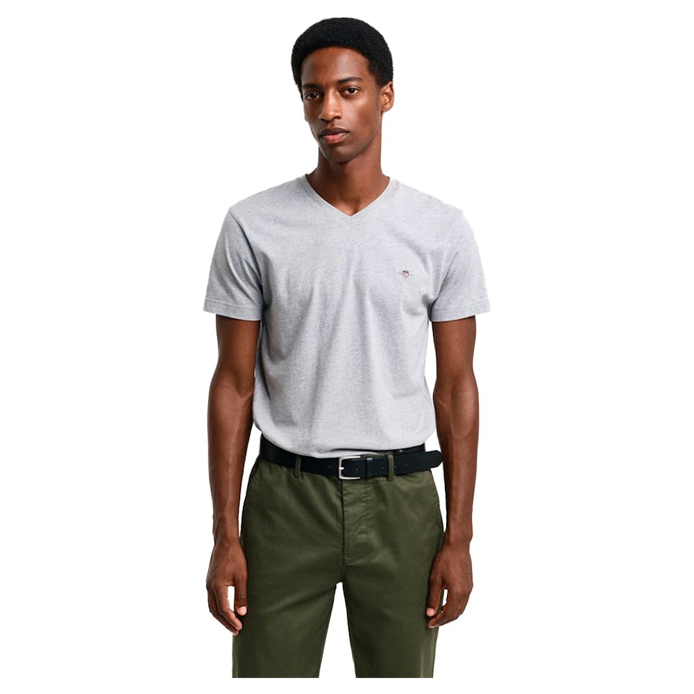 GANT Koszulka Mężczyźni T-shirt Slim Shield Z Dekoltem W Serek
