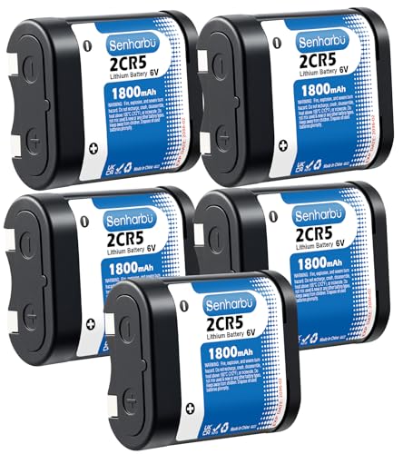 Senharbu 5-Pack 2CR5 6V Lithium Photo Battery 1800mAh - Replacement for 2CR5M DL245 EL2CR5 KL2CR5 RL2CR5 -Perfect for Film Cameras Digital Cameras Flash Units -PTC Protection with 10 Year Shelf Life