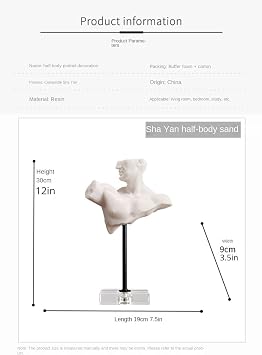 Resin Bust Statue, Classical Greek Style Head Sculpture, Home Decor Decorative Artwork for Decorating Living Room Tabletop Resin