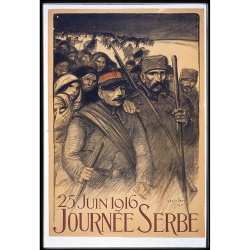 Toile vintage Serbie 61x81 cm pour déco salon rétro élégante