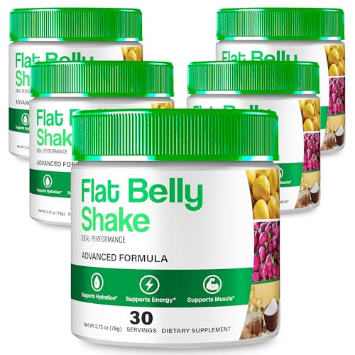 Flat Belly Shake Powder - Official FlatBelly Shake Advanced Formula Powder Supplement - Extra Strength, All Natural Wellness Energy Support Recovery & Fitness Boosting, FlatBellyShake Reviews (5 Pack)