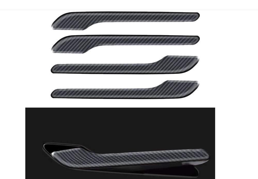 Femibon Door Handle Cover FIt for Tesla Model 3/Model y 2017-2025,Carbon Fiber Door Handle Wrap for Car Door Handle Sills Protection Wrap Accessories 4PCS (Gloss Carbon Fiber Pattern)