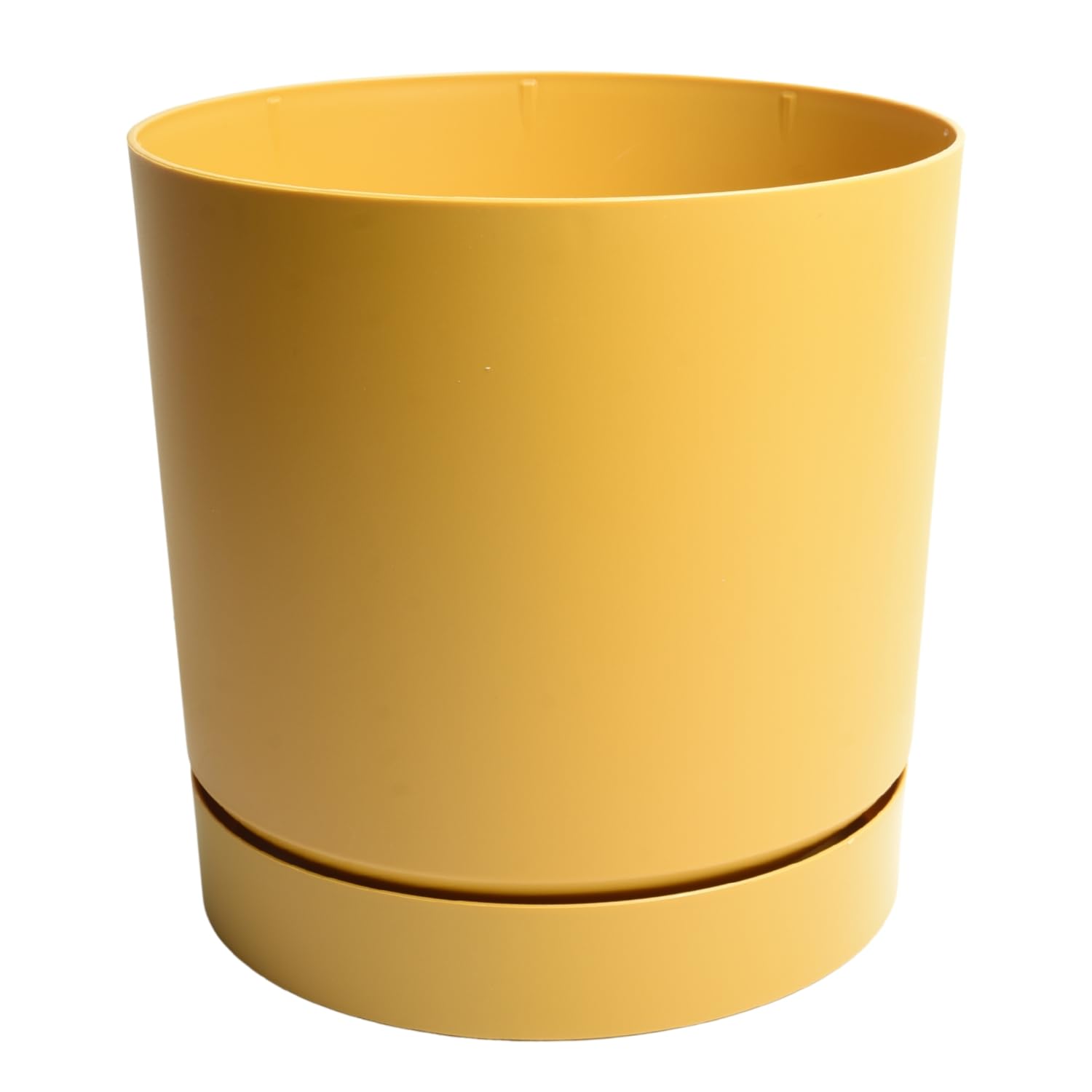 B2C Plant Pots Indoor Outdoor Plastic Marble Concrete Flowerpot Small Medium Large Tubo 5 Colours (Mustard, 13 cm) โ image 1