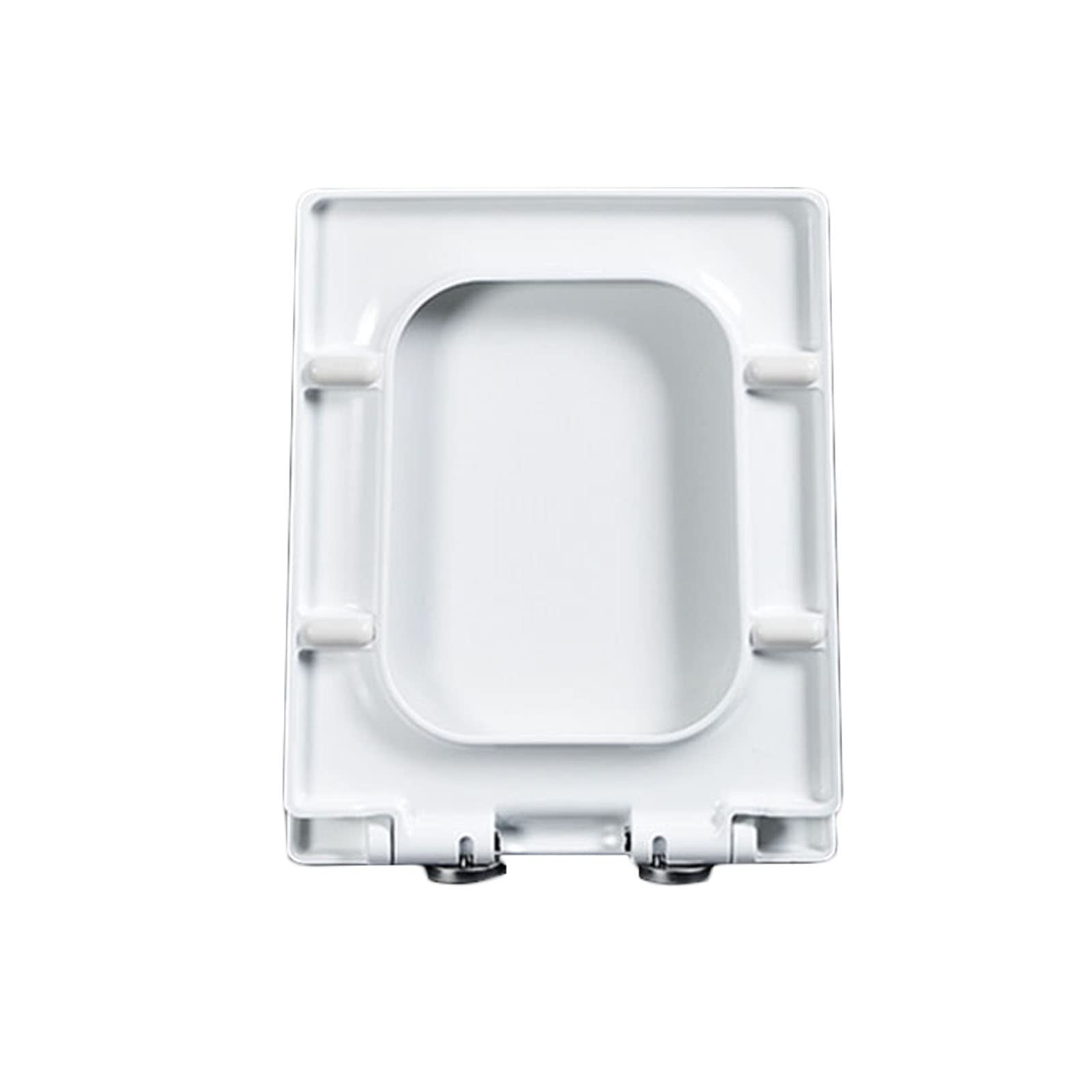 Asiento de inodoro de cierre suave, plástico blanco moderno, diseño de cierre lento, bisagras de liberación rápida, instalación ajustable, fácil de limpiar, perfecto para baños cuadrados S 04B
