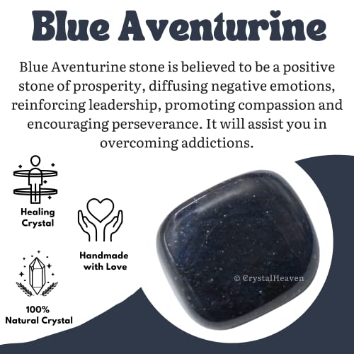 Image of Crystal Heaven Blue Aventurine Healing Tumbled Stone,Natural Polished Crystals For Diy Crafts,Manifestation,Meditation,Pooja Feng Shui And Reiki Healing(30 Grams)
