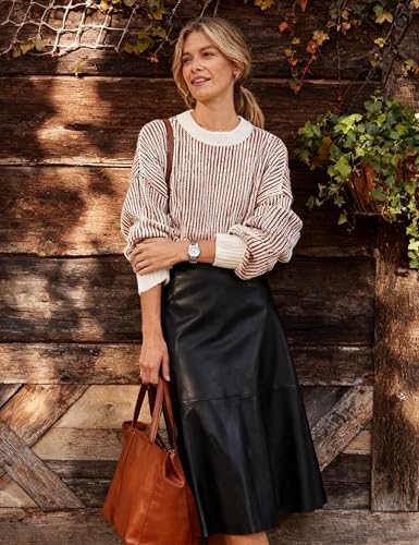 Image of Beyond Chenille Sweater for Women 2026 Winter Crew Neck Pullover Sweater Color Block Knit Tops